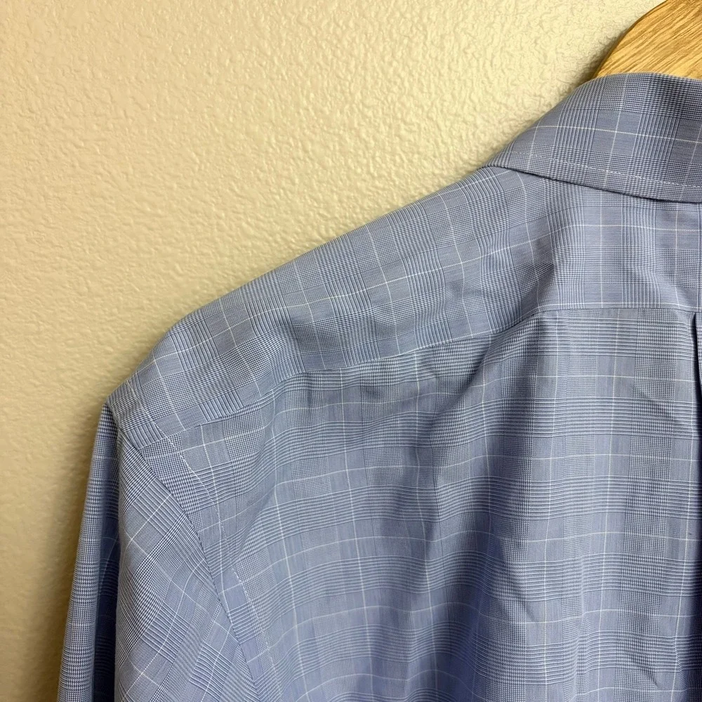 Brooks Brothers Regent Oxford Shirt 16.5-32/33 Blue Windowpane Made USA